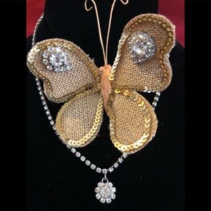 Vintage Petal Rhinestone Necklace/Earring Set
